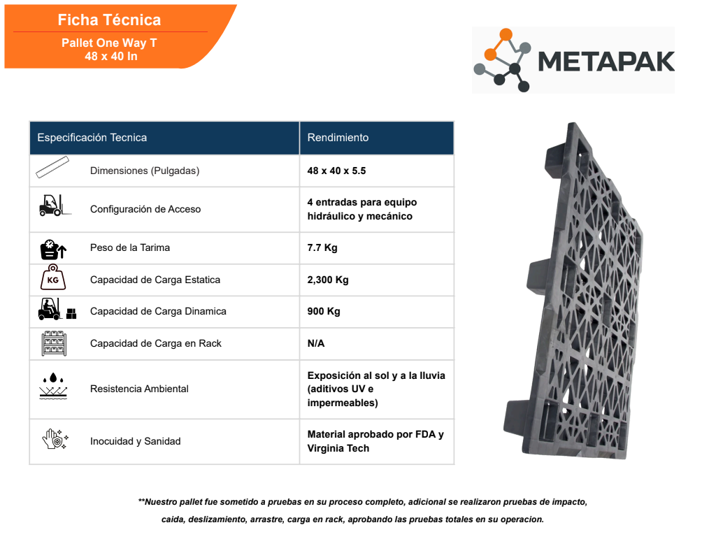 Pallet One Way T, 48 × 40 × 5.5 in